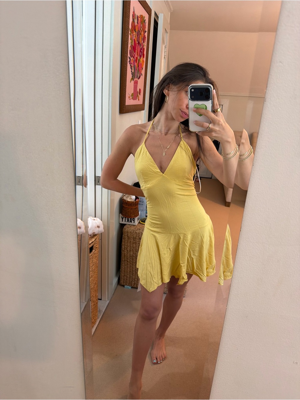 Reformation Yellow Halter Mini Dress